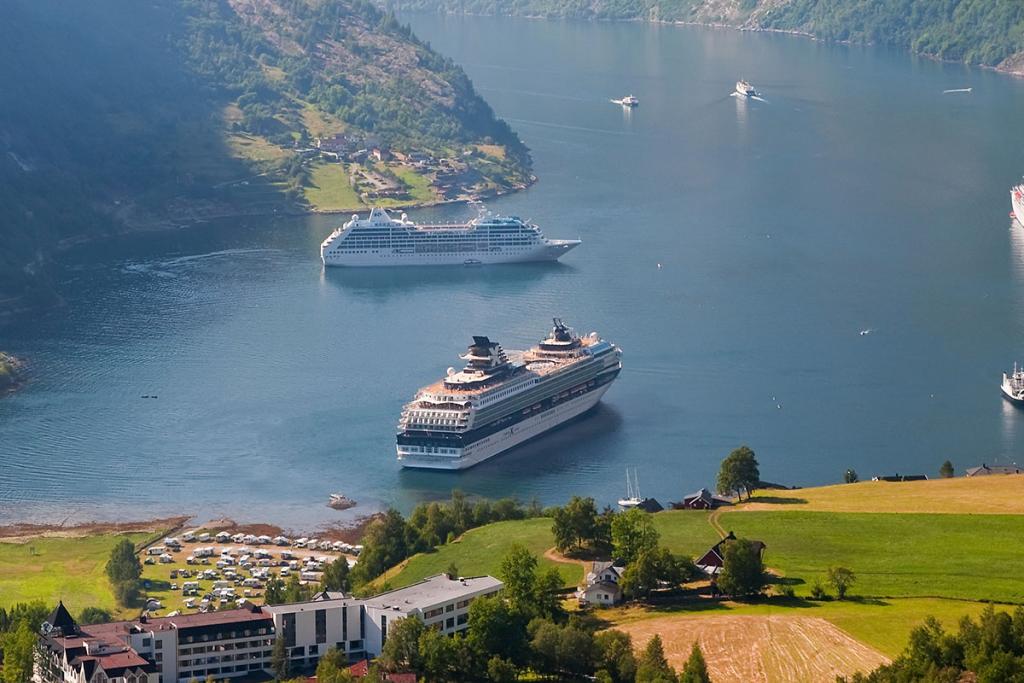 Cruise ships in fjord