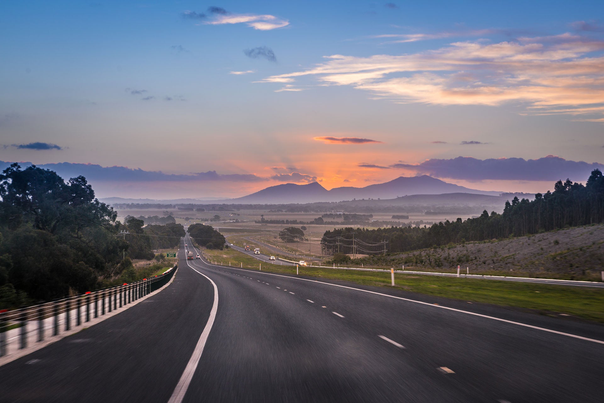 Empty country road in the evening